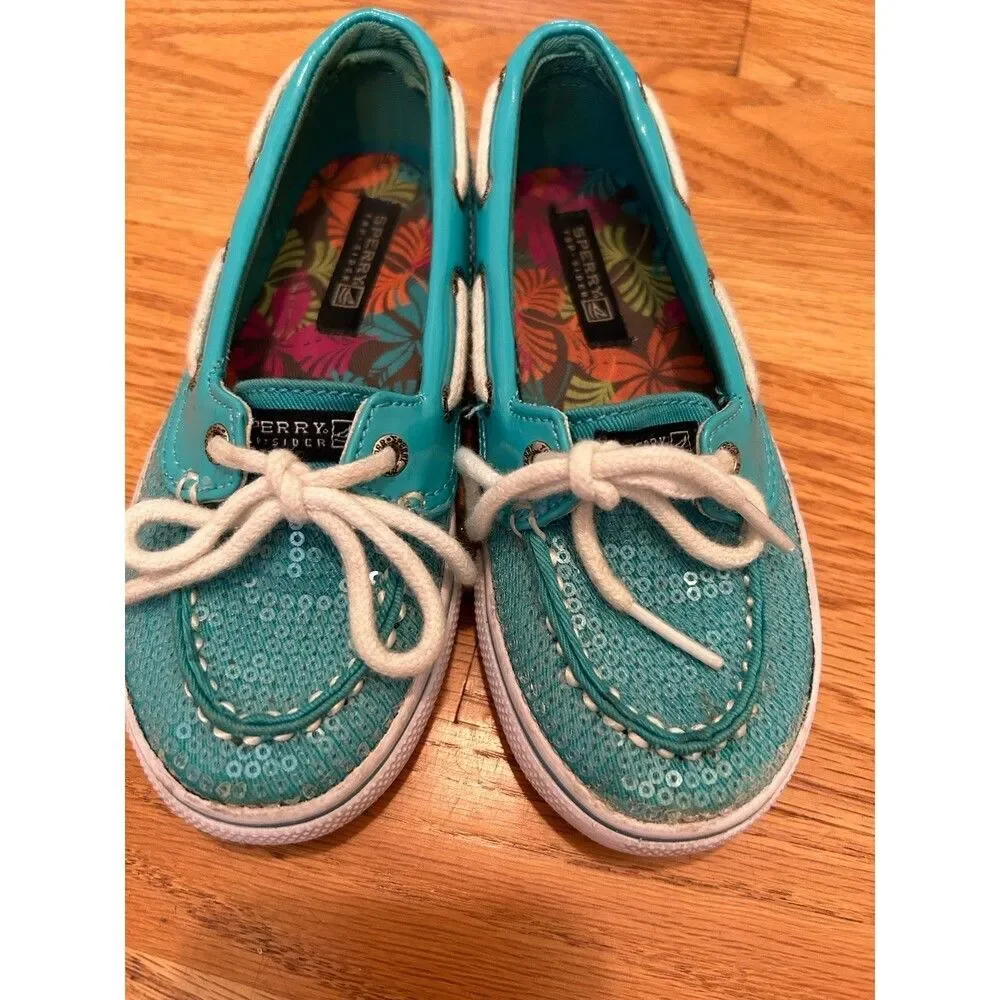 Sperry Biscayne 1 Sequin Eye Boat Shoes Loafers Little Girls Toddlers Size 10.5